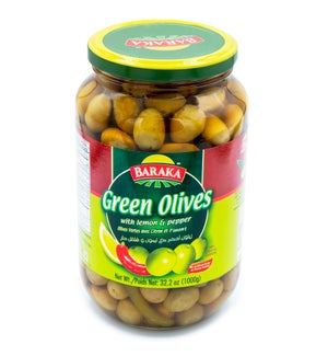 Olives Green W/ Lemon & Pepper "Baraka" 1kg x 12